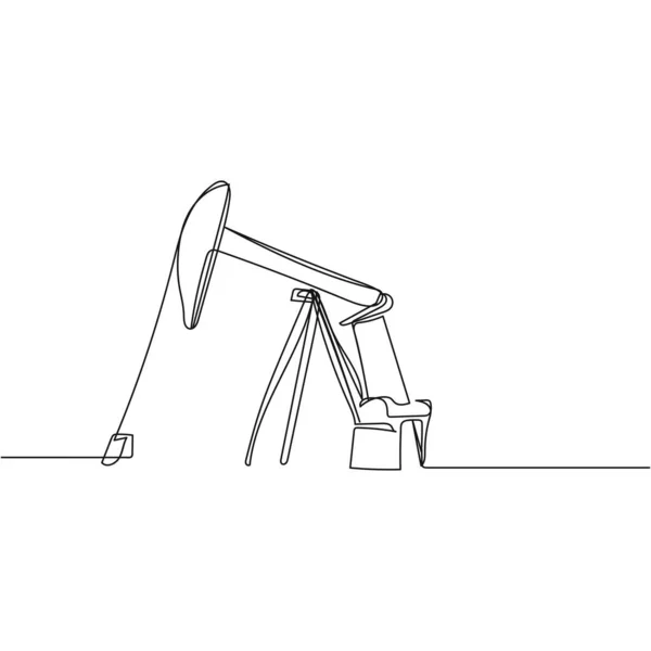 Вектор Непрерывный Одной Линии Рисунок Иконки Нефтяного Насоса Промышленного Оборудования — стоковый вектор