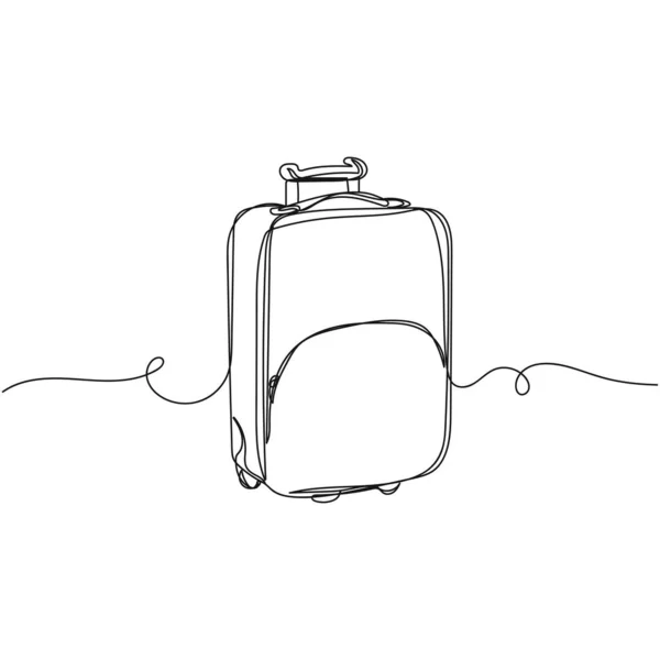 矢量连续一个单行绘图图标的手提箱在一个白色背景的轮廓 线性风格化 — 图库矢量图片