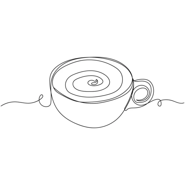 Διανυσματική Συνεχής Μία Γραμμή Εικόνα Σχεδίασης Κούπα Καφέ Σιλουέτα Λευκό — Διανυσματικό Αρχείο