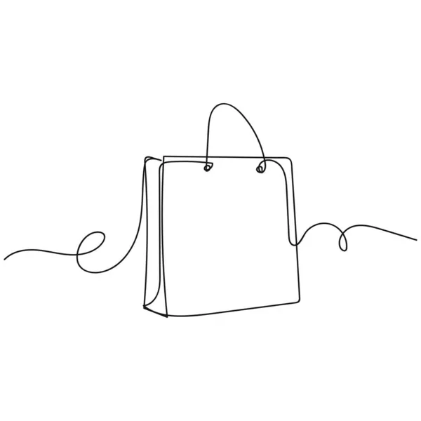 Vecteur Continu Une Seule Ligne Dessin Icône Sac Provisions Silhouette — Image vectorielle