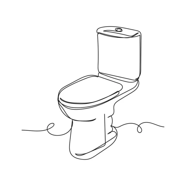 Vettore Continuo Una Singola Linea Disegno Icona Della Toilette Filo — Vettoriale Stock