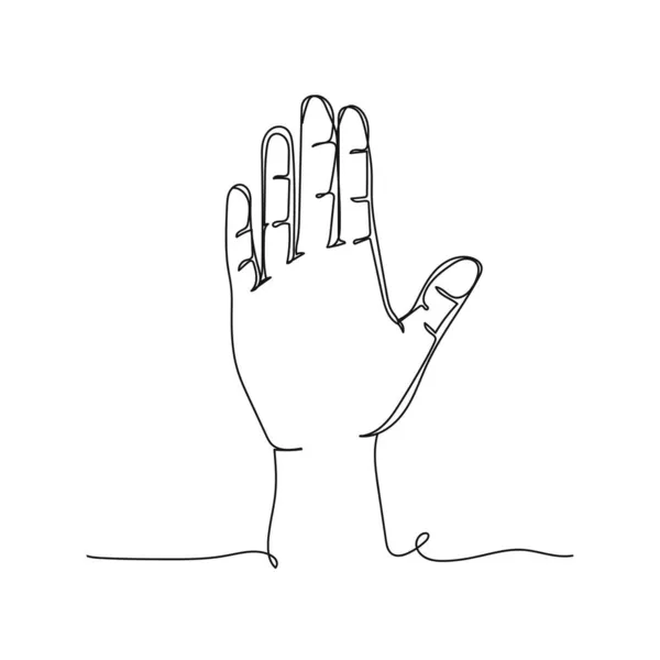 Vector Continuous One Single Line Drawing Icon Hand Extended Greeting — Stock Vector