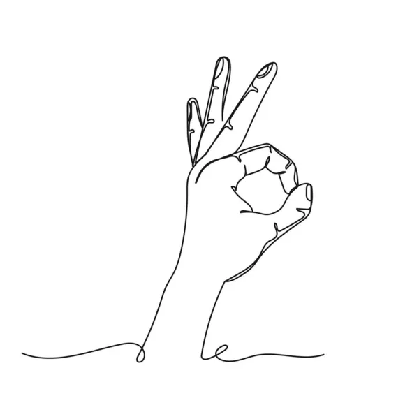 Вектор Безперервної Однієї Лінії Зображення Значка Ручного Жесту Добре Або — стоковий вектор