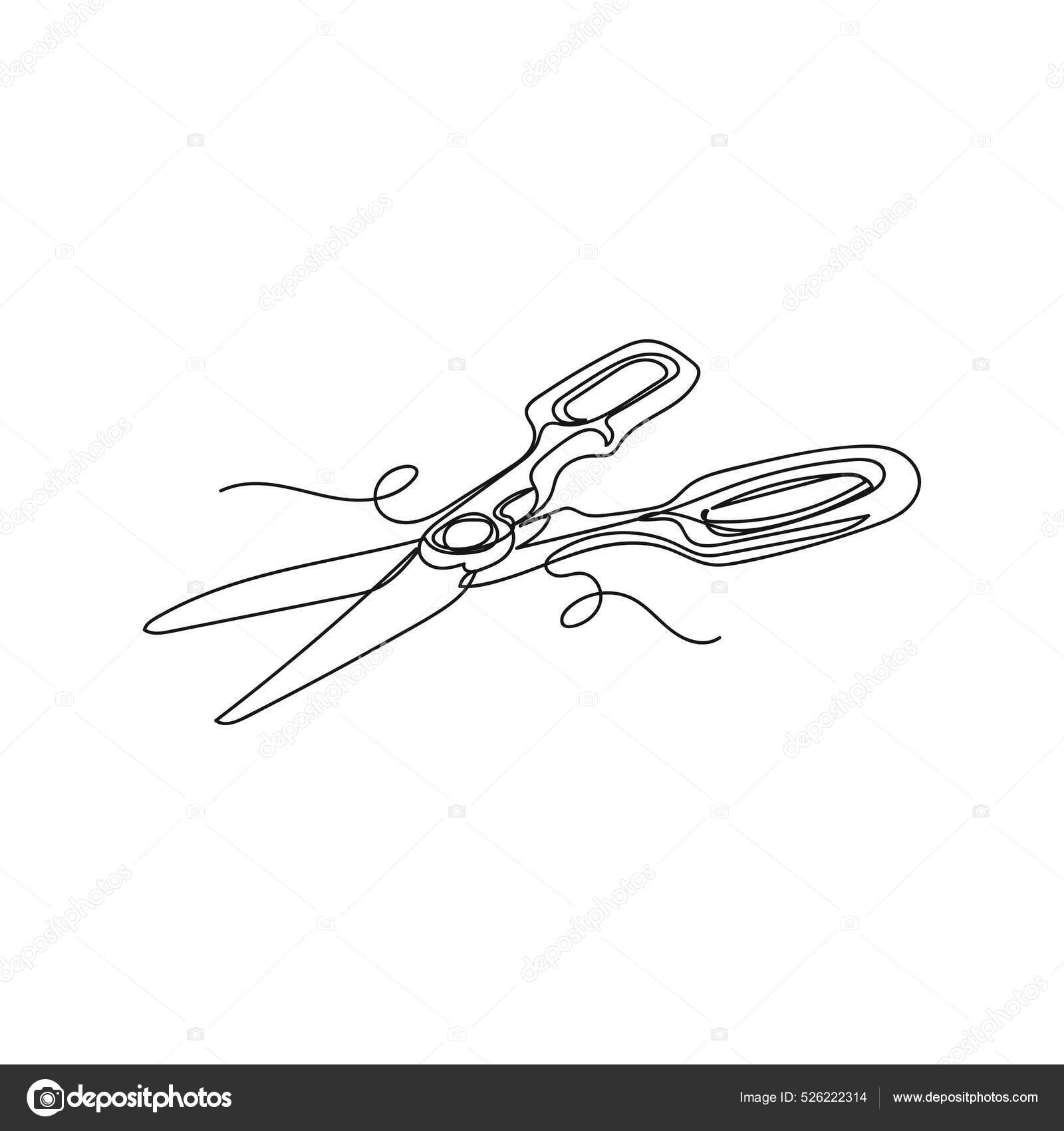 Vector Continuous One Single Line Drawing Icon Kitchen Scissors Silhouette Stock Vector Image by