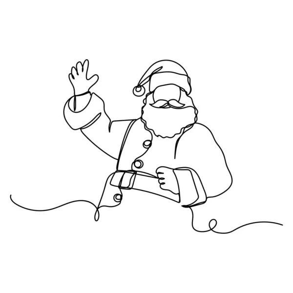 Vector Continuous One Single Line Drawing Icon Santa Claus Christmas — Stock Vector