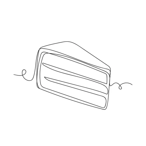 Вектор Непрерывный Одна Линия Рисования Иконка Торт Органические Продукты Питания — стоковый вектор