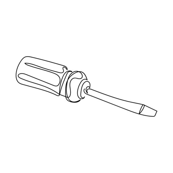 Vector Continuo Una Sola Línea Icono Dibujo Del Destornillador Silueta — Archivo Imágenes Vectoriales