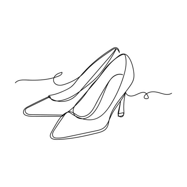 Vettore Continuo Unica Linea Disegno Icona Scarpe Classiche Schizzo Silhouette — Vettoriale Stock