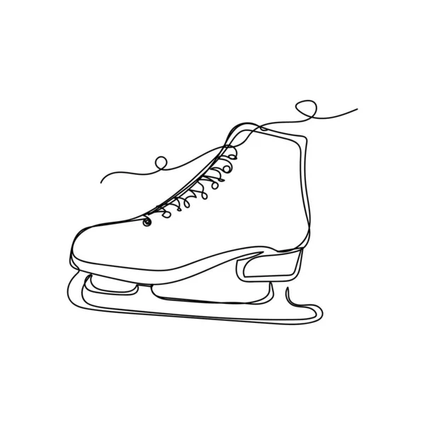 Vector Continuous One Single Line Drawing Icon One Figure Skate — Stock Vector