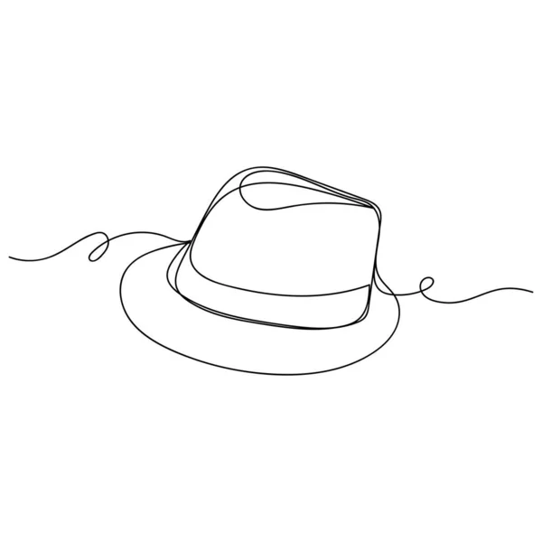 Vector Continuous One Single Line Drawing Icon Hat Silhouette White — Stock Vector