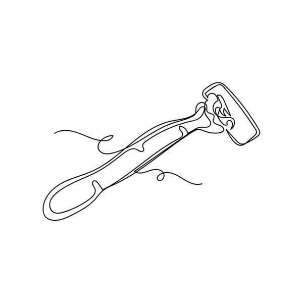 Vector Continuous One Single Line Drawing Icon Shaving Razor Silhouette — Stock Vector