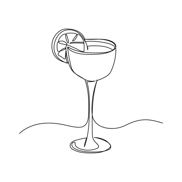 Vecteur Continu Une Seule Ligne Dessin Icône Cocktail Daiquiri Avec — Image vectorielle