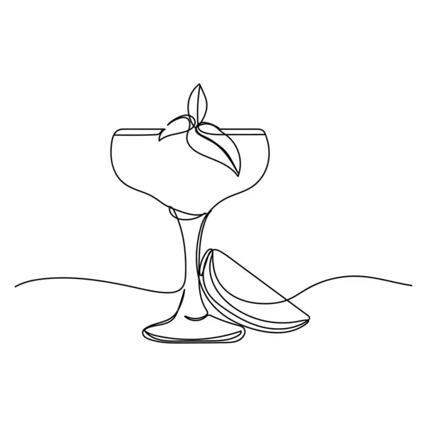 Vecteur Continu Une Seule Ligne Dessin Icône Verre Cocktail Margarita — Image vectorielle
