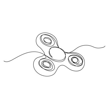 Beyaz arkaplanda siluet halinde dönen tek bir çizgi ikonunun vektörü. Doğrusal biçimlendirilmiş.