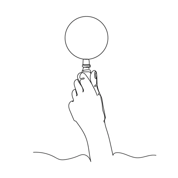 Vector Continue Een Enkele Lijn Tekening Pictogram Van Vergrootglas Hand — Stockvector