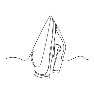 Beyaz arkaplana elektrik demiri simgesini sürekli olarak çizen vektör. Doğrusal biçimlendirilmiş.