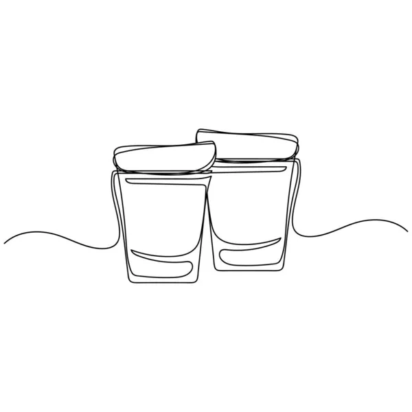 Beyaz arka planda limonlu ve limonlu tekila ikonu çizmeye devam et. Doğrusal biçimlendirilmiş.