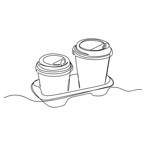 Vecteur Continu Une Seule Ligne Dessin Icône Verres Pour Café — Image vectorielle