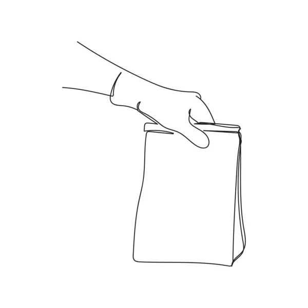 Διανυσματική Συνεχής Μία Γραμμή Σχέδιο Εικονίδιο Του Χεριού Κρατώντας Τσάντα — Διανυσματικό Αρχείο