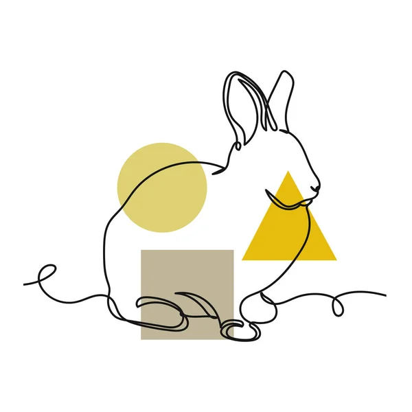 Векторный Абстрактный Непрерывный Однострочный Рисунок Иконки Кролика Сидящего Пасхе Силуэте — стоковый вектор