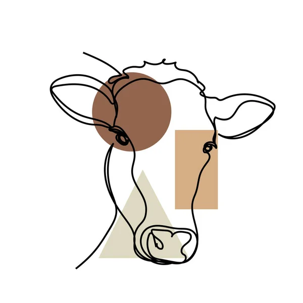 Vetor Abstrato Contínuo Ícone Desenho Linha Única Vacas Esboço Silhueta — Vetor de Stock