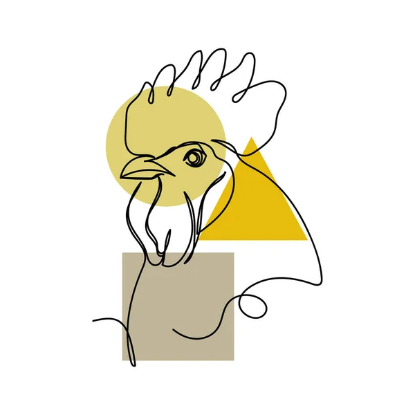 Vektor Abstrakte Kontinuierliche Eine Einzige Linie Zeichensymbol Des Schönen Hahnes — Stockvektor