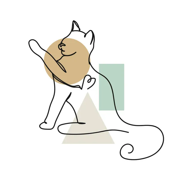 Векторный Абстрактный Непрерывный Однострочный Рисунок Иконки Животного Котенка Силуэт Эскизе — стоковый вектор