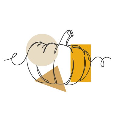 Vector soyut sürekli tek bir basit çizgi çizimi siluet çizimi içinde mini balkabağı ikonu. Tebrik kartları, parti davetiyeleri, posterler için mükemmel.