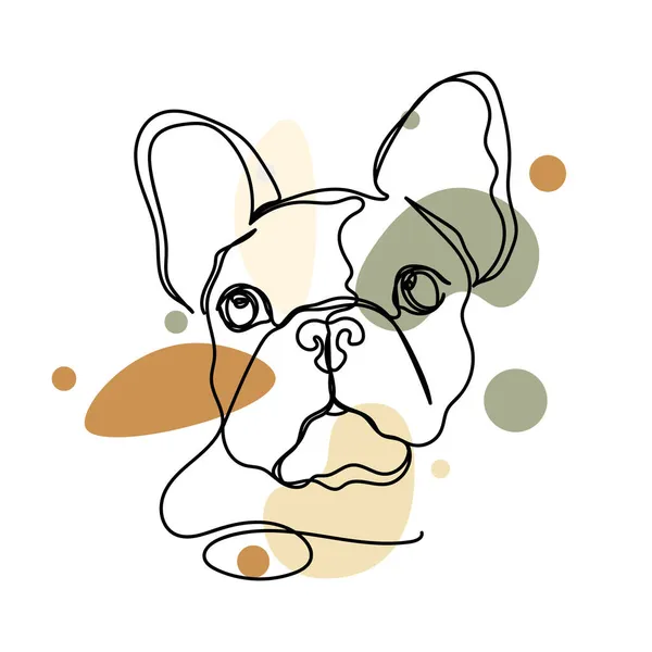 Vector Abstract Continuous One Single Simple Line Drawing Icon Puppy — Stock Vector
