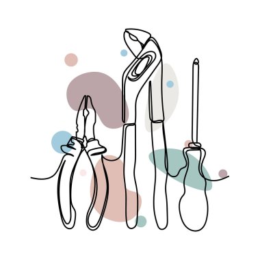 Silüet çiziminde araçların simgesini çizen tek bir basit çizgi halinde soyut vektör. Tebrik kartları için mükemmel