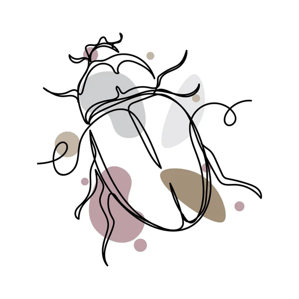 矢量抽象连续一个单一的简单线条画图标的大雄鹿甲虫在轮廓草图 完美的贺卡 — 图库矢量图片