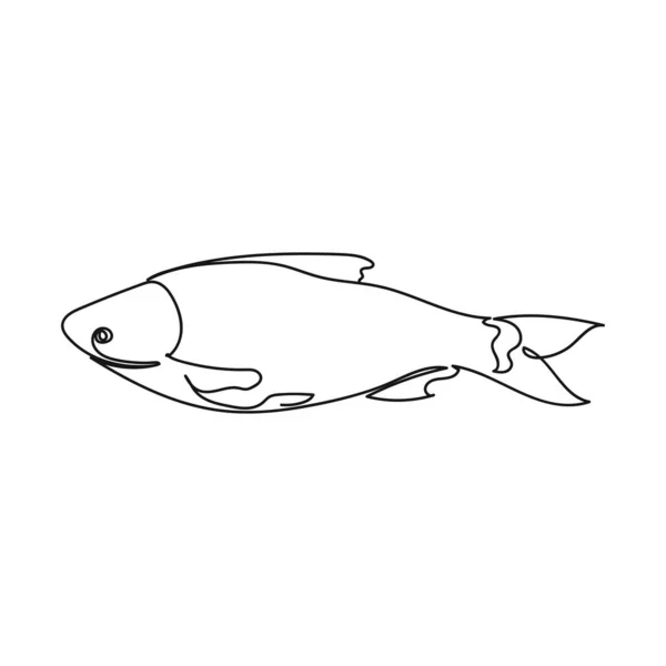 Vector Abstracto Continuo Una Sola Línea Simple Dibujo Icono Pescado — Vector de stock