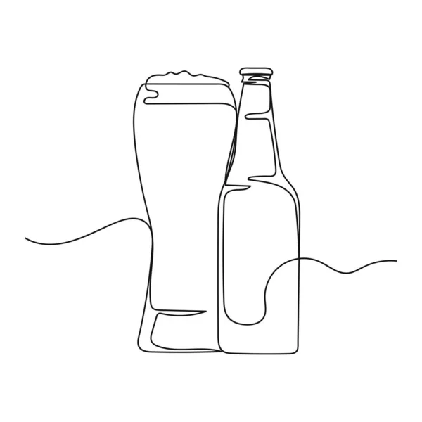 Vector Abstracto Continuo Una Sola Línea Simple Dibujo Icono Botella — Vector de stock