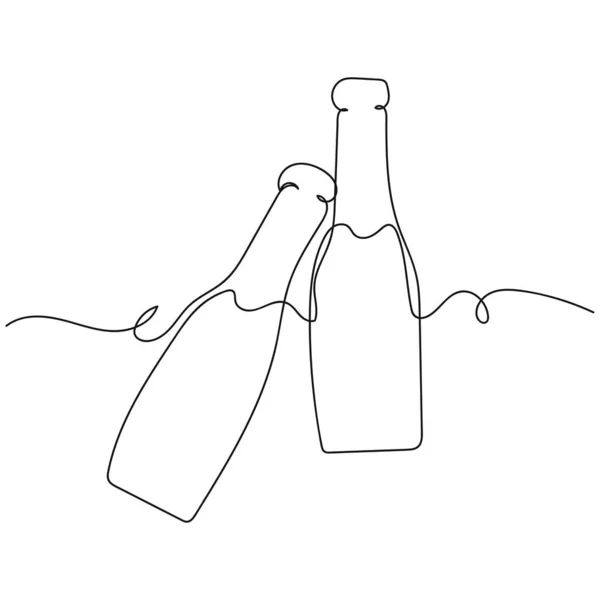 Vector Abstracto Continuo Una Sola Línea Simple Dibujo Icono Botellas — Archivo Imágenes Vectoriales