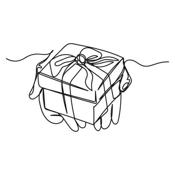 Vecteur Abstrait Continu Une Seule Icône Dessin Ligne Simple Cadeau — Image vectorielle