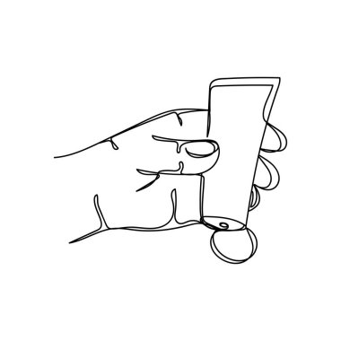 Vektör soyut sürekli, elle çizilen basit bir çizgi simgesi siluet çizimine kozmetik uygula.