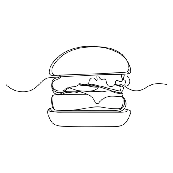 Vector Abstracto Continuo Una Sola Línea Simple Dibujo Icono Hamburguesa — Archivo Imágenes Vectoriales