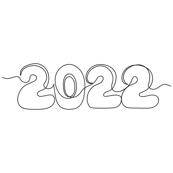 추상적 연속적 하나의 선그리기 아이콘은 배경에 2022 새해의 실루엣 스케치 — 스톡 벡터