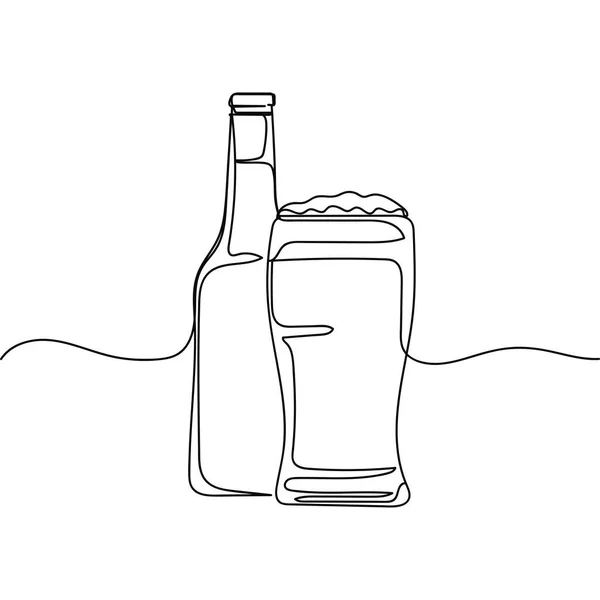 Vector Abstracto Continuo Una Sola Línea Simple Dibujo Icono Botella — Archivo Imágenes Vectoriales