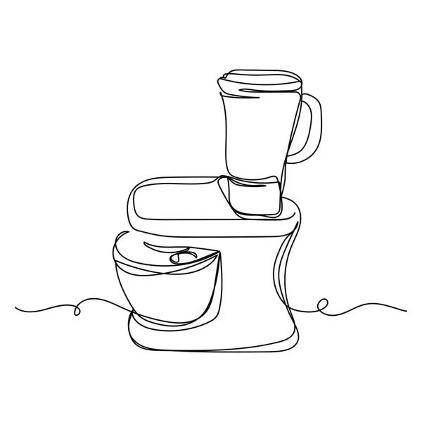 白い背景にシルエットのスケッチで食品加工機のベクトル抽象連続一本の単純な線画アイコン — ストックベクタ