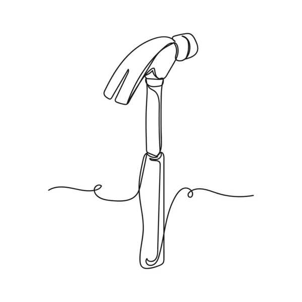 Vektor Abstrakt Kontinuierlich Eine Einzige Einfache Linie Zeichensymbol Des Hammers — Stockvektor