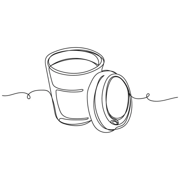 Vektor Abstrakt Kontinuerlig Enda Enkel Linje Ritning Ikon Kaffe Silhuett — Stock vektor