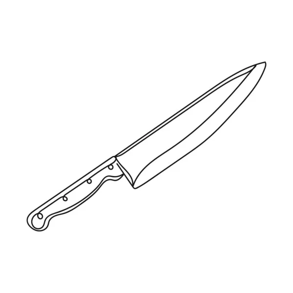 ナイフのベクトル抽象連続一本の単純な線画のアイコンのシルエットのスケッチでハンドル — ストックベクタ