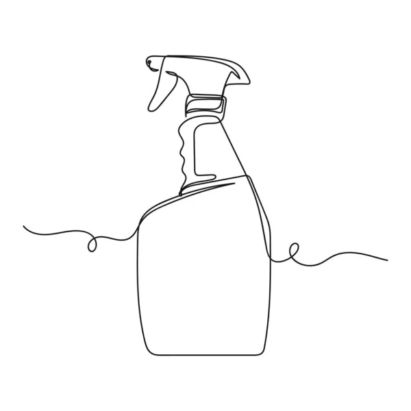 シルエットスケッチで洗浄液付きボトルのベクトル抽象連続1つの単純な線画アイコン — ストックベクタ
