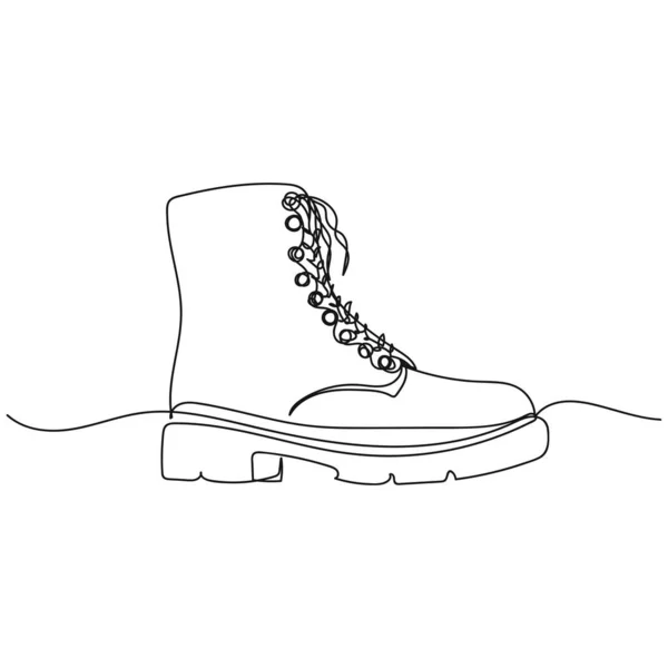 Vector Abstract Continuous One Single Simple Line Drawing Icon Boot — 图库矢量图片