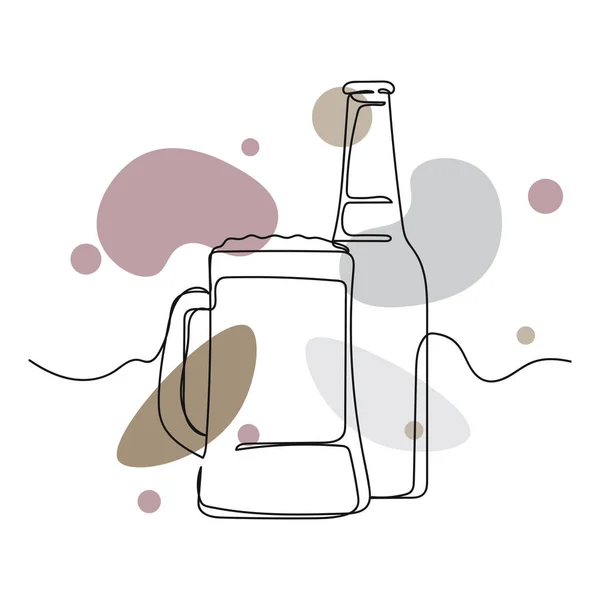Векторний Абстрактний Безперервний Один Простий Лінійний Малюнок Значок Пляшки Пива — стоковий вектор