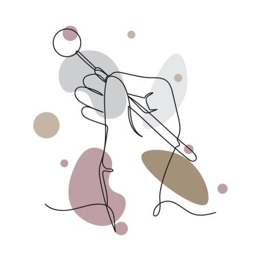 Vektör soyut sürekli tek bir basit çizgi çizim ikonu siluet çizim.