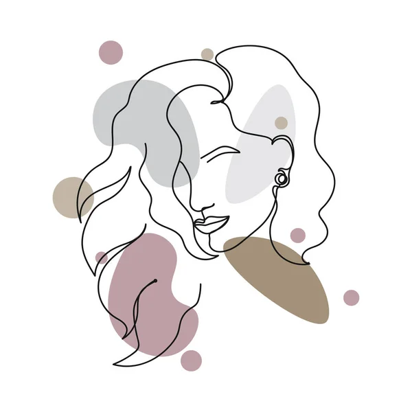 Vector Abstracto Continuo Una Sola Línea Simple Dibujo Icono Mujer — Vector de stock