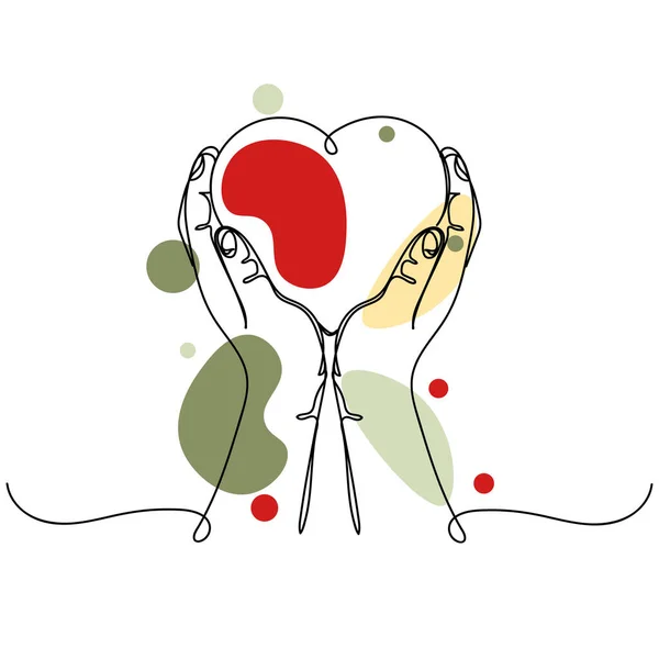 Kontinuierliche Einfache Einzeilige Zeichnung Von Händen Die Herz Valentinstag Ikonen — Stockvektor
