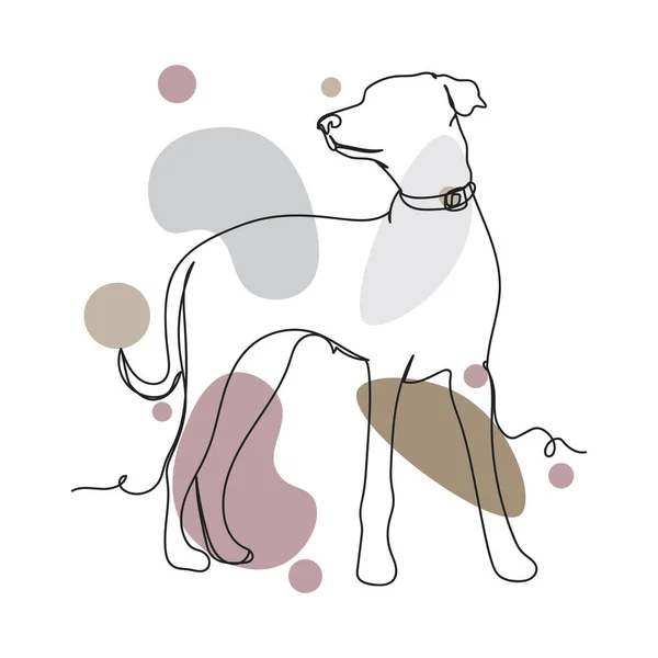 Continuous One Simple Single Line Drawing Attentive Dog Icon Silhouette — Stock Vector